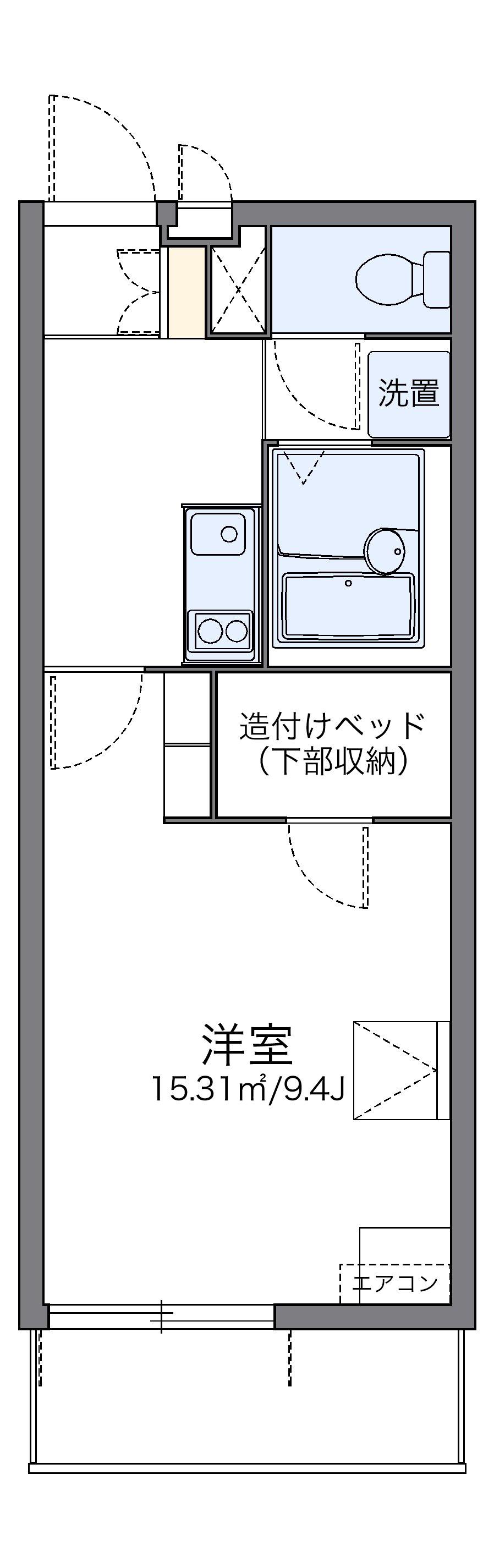 レオパレスリブェール(1K/1階)の間取り写真
