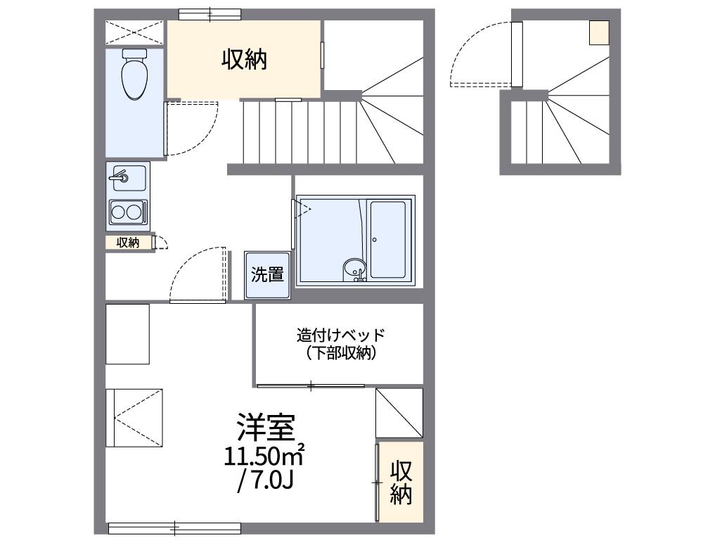 レオパレスボヌールS(1K/2階)の間取り写真