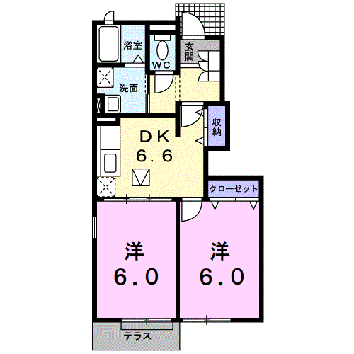 アルモニー・K(2DK/1階)の間取り写真