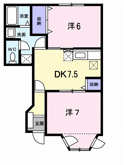 パティオ・リッチ(2DK/1階)の間取り写真