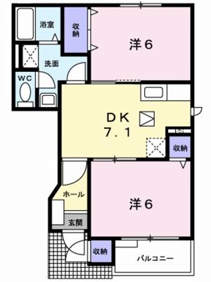 ソレアード(2DK/1階)の間取り写真