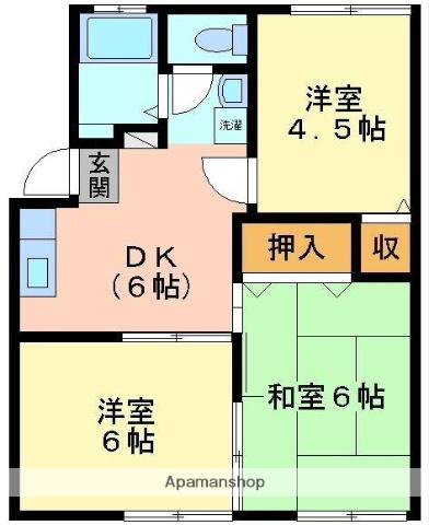 ルネシュ西長戸(3DK/1階)の間取り写真