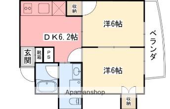 アップルリング(2DK/5階)の間取り写真