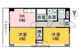 グランドハイム東石井(2DK/2階)の間取り写真