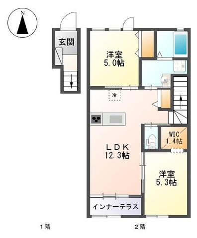 カーサ ドマーニⅡ(2LDK/2階)の間取り写真