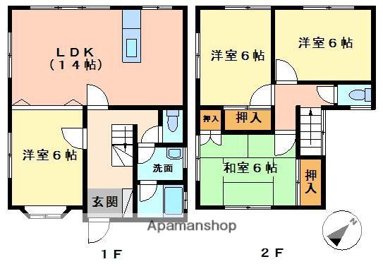 愛媛県松山市 2階建 築33年(4LDK)の間取り写真