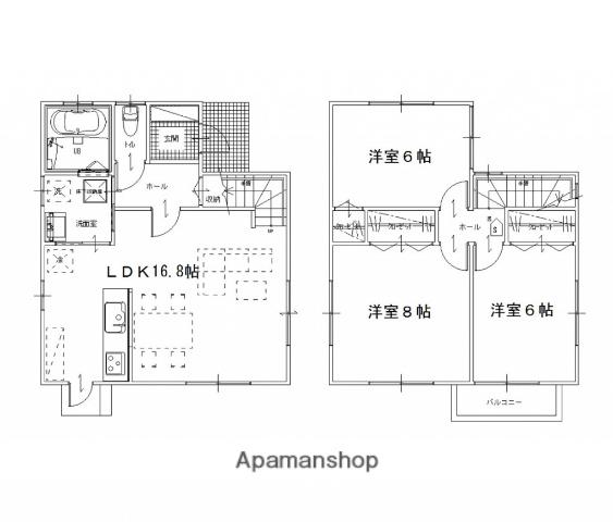 伊予鉄道高浜線 山西駅 徒歩5分 2階建 築13年(3LDK)の間取り写真