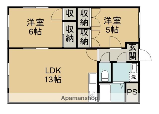 ラフォーレ鷹の子(2LDK/1階)の間取り写真