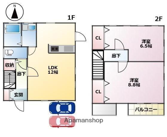 伊予鉄道横河原線 鷹ノ子駅 徒歩15分 2階建 築10年(2LDK)の間取り写真