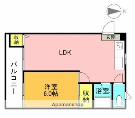 パルフェ永木(1LDK/4階)の間取り写真