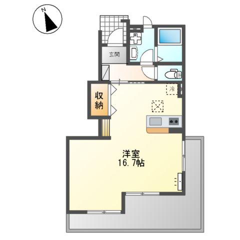 BIGフォレスト小坂(ワンルーム/1階)の間取り写真