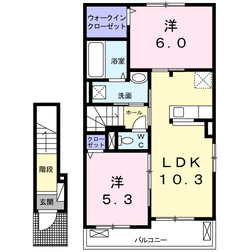 エヴァーグリーン N.K(2LDK/2階)の間取り写真