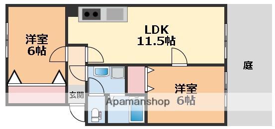 アイディール久米 A棟(3DK/1階)の間取り写真