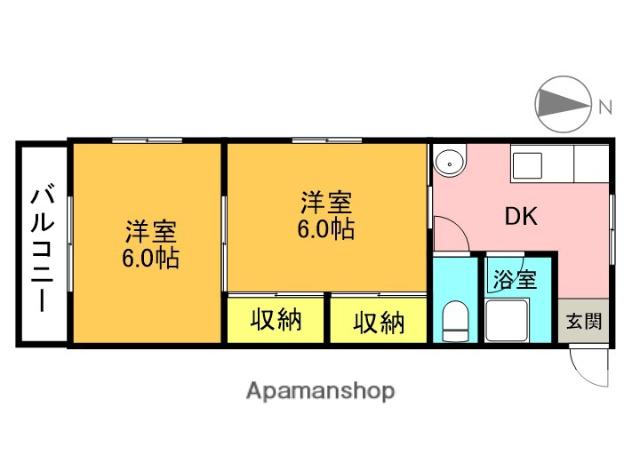 小道マンション(2DK/2階)の間取り写真