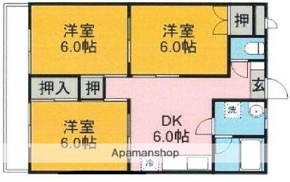 ベルメゾン冨岡(3DK/3階)の間取り写真