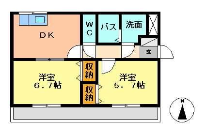 サン・コートM(2DK/1階)の間取り写真