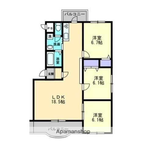 ボヌールレジデンスA棟(3LDK/3階)の間取り写真