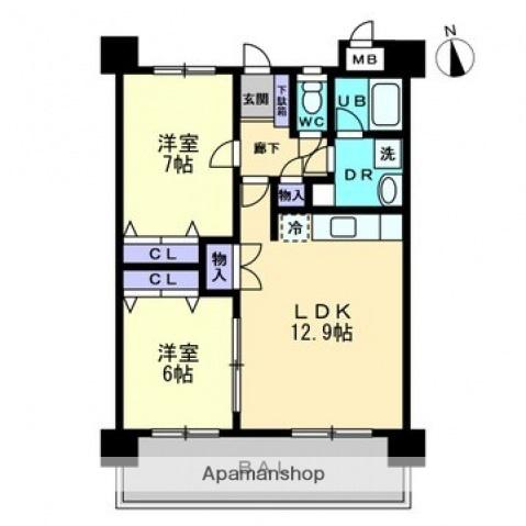 CITY SPIRE東石井(2LDK/10階)の間取り写真