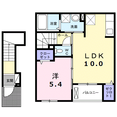 イークラフト2(1LDK/2階)の間取り写真