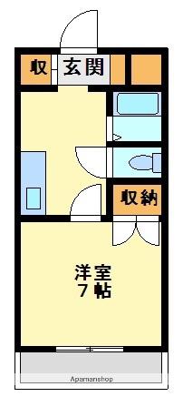 ピースフル鷹子Ⅰ(1K/1階)の間取り写真