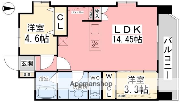 パグロ東署前(2LDK/3階)の間取り写真