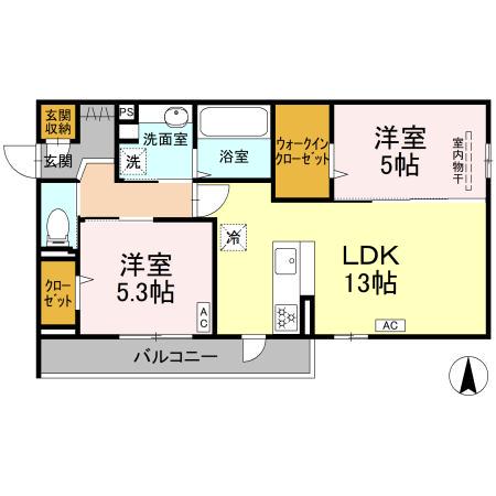 ベルマティーナ南松山(2LDK/3階)の間取り写真