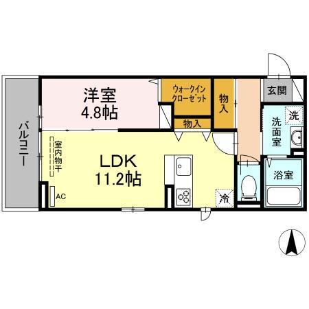OTTS RⅢ(1LDK/3階)の間取り写真