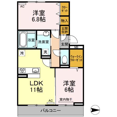 カーサ デルソーレ(2LDK/3階)の間取り写真