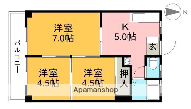 アビタシオン長野(3K/1階)の間取り写真