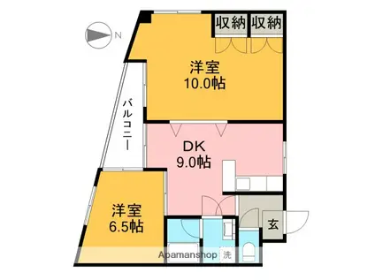 ドリームハウス3(2DK/3階)の間取り写真