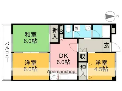 コーポマルベリ北新田(3DK/4階)の間取り写真