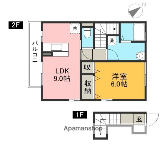 モンブランⅡ(1LDK/2階)の間取り写真