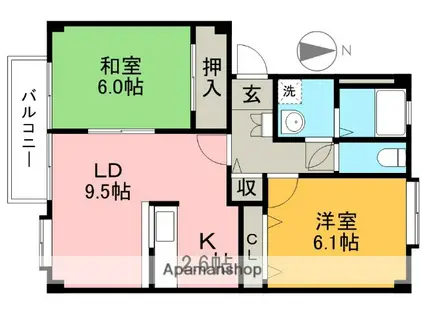 フォブール深田(2LDK/2階)の間取り写真