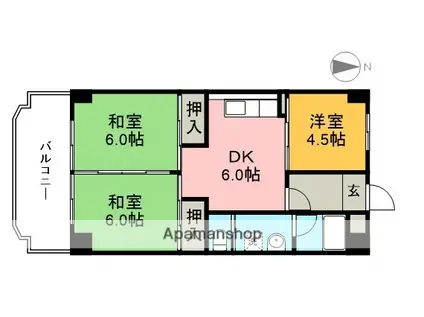 コーポ田中2号館(3DK/2階)の間取り写真