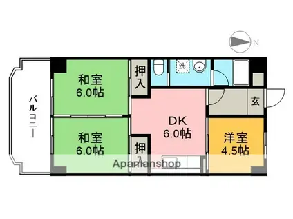 コーポ田中2号館(3DK/1階)の間取り写真