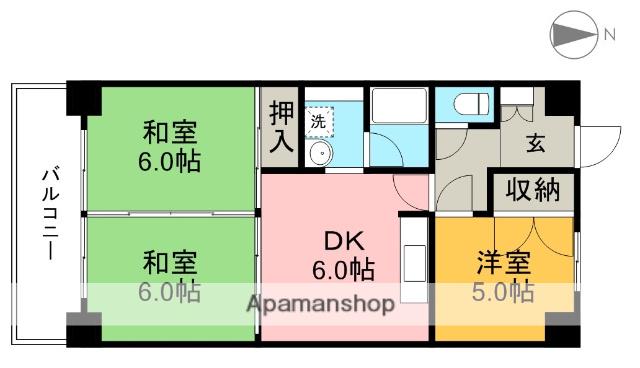 コーポ田中5号館(3DK/2階)の間取り写真