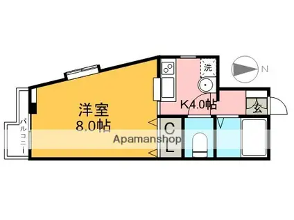 薊野コーポ(1K/2階)の間取り写真