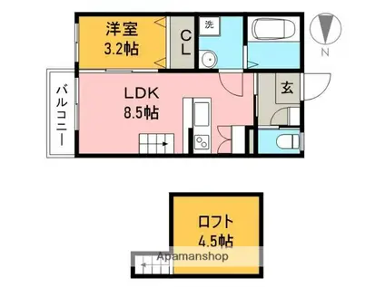 煉瓦の家SAKURAI(1LDK/2階)の間取り写真