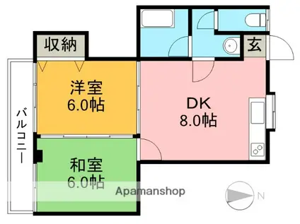 マンション第一五台山(2DK/4階)の間取り写真