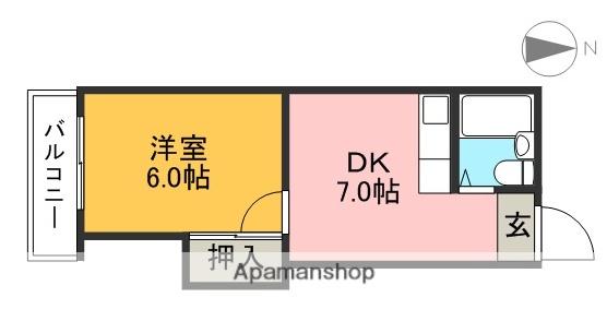 藤本商事第2ビル(1DK/2階)の間取り写真