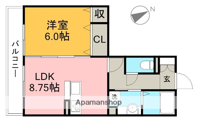 ウィルハイツ福井(1LDK/3階)の間取り写真