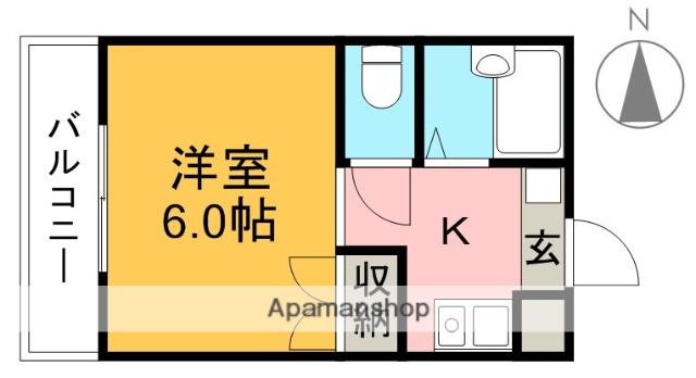 サニーパレス朝倉(1K/4階)の間取り写真
