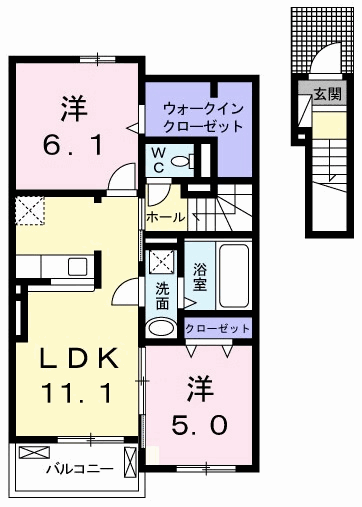 ポコ ア ポコ ⅡA(2LDK/2階)の間取り写真