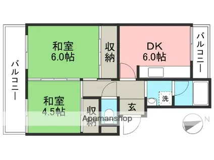 市川マンションⅠ(2DK/1階)の間取り写真