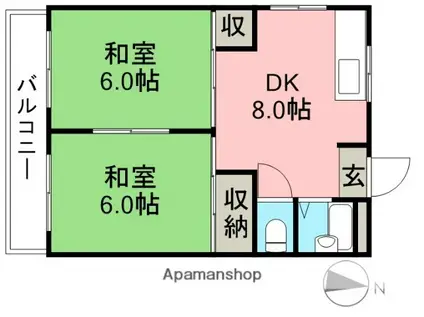 澤田マンション(2DK/3階)の間取り写真