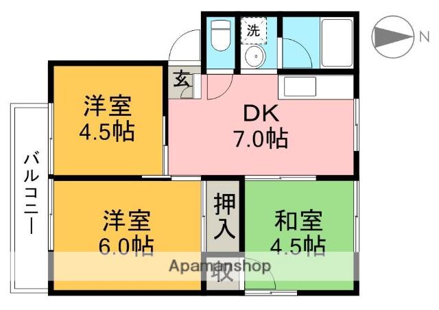 MKハイツA棟(3DK/1階)の間取り写真