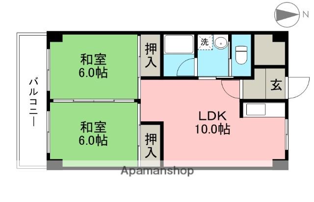 コーポ田中1号館(2LDK/3階)の間取り写真