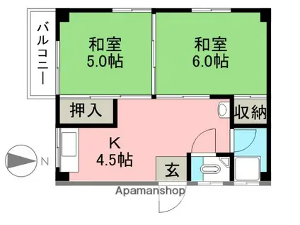 濱田マンション(2K/3階)の間取り写真