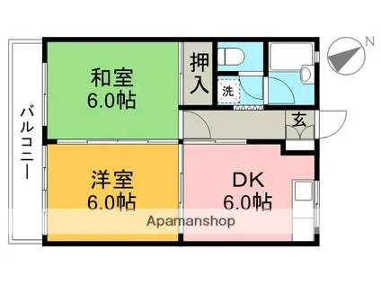 福永マンション(2DK/1階)の間取り写真