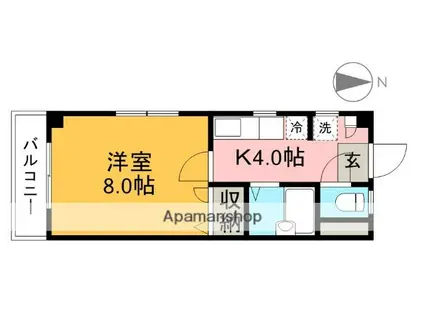 土讃線 高知駅 徒歩18分 3階建 築26年(1K/2階)の間取り写真